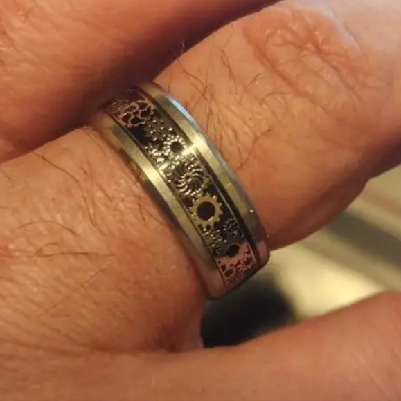 New Stainless steel 8mm Steam punk gears ring choose color ask me 4 your siz… - Picture 3 of 4